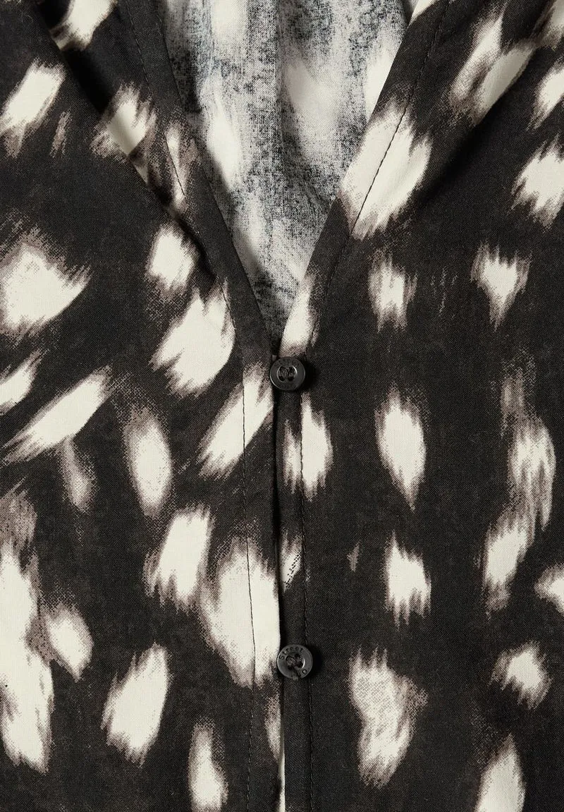 Langarm Tunika mit Split Neck und Reh-Print