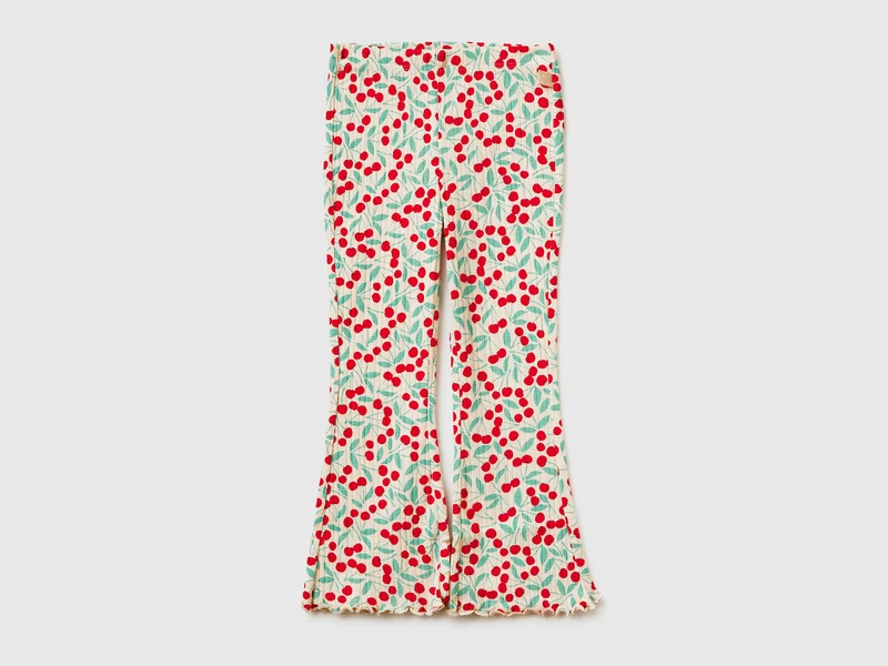 Leggings mit Rippenmuster und Print