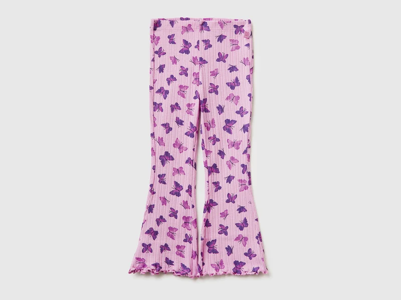 Leggings mit Rippenmuster und Print