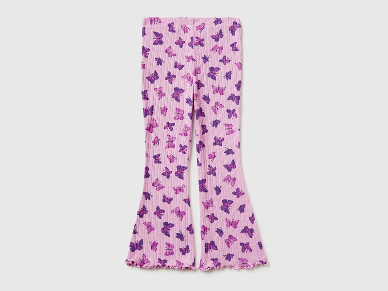 Leggings mit Rippenmuster und Print