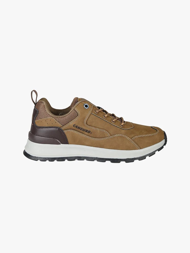 Sneakers da uomo stringate in ecopelle - marrone
