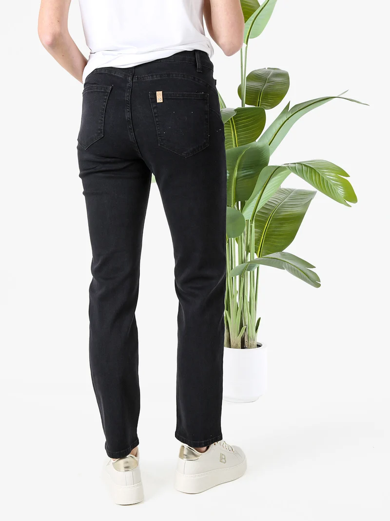 Pantaloni jeans push-up da donna taglie grandi - nero