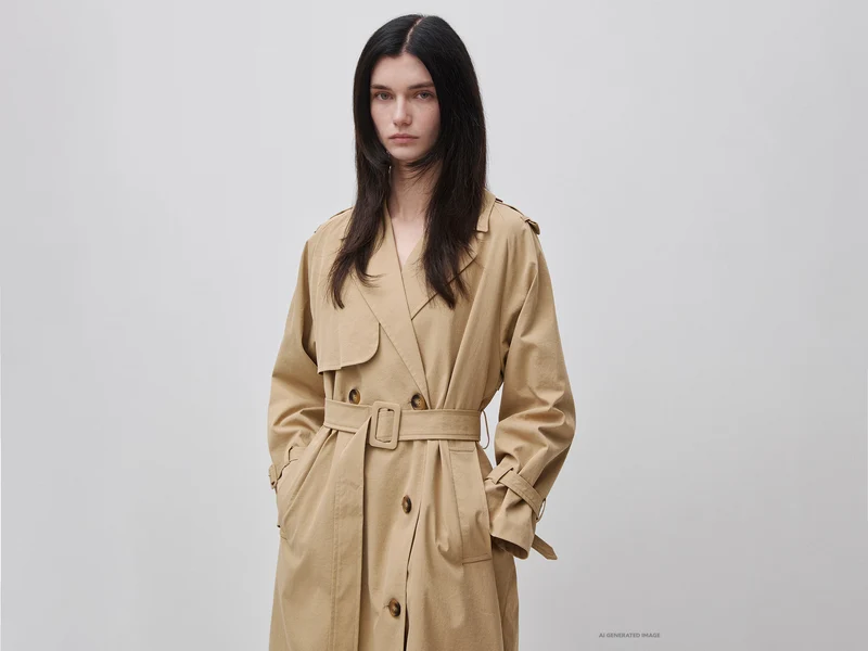 Zweireihiger Trenchcoat mit Gürtel