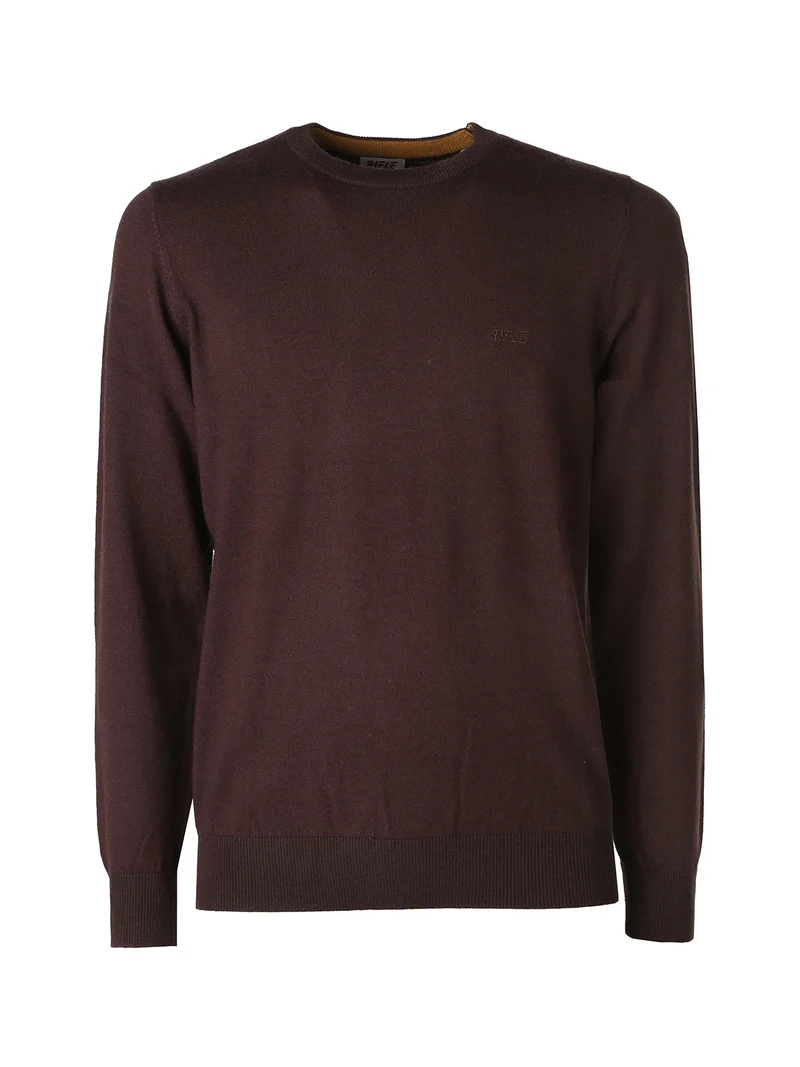 Maglione girocollo da uomo in misto lana tinta unita - moro