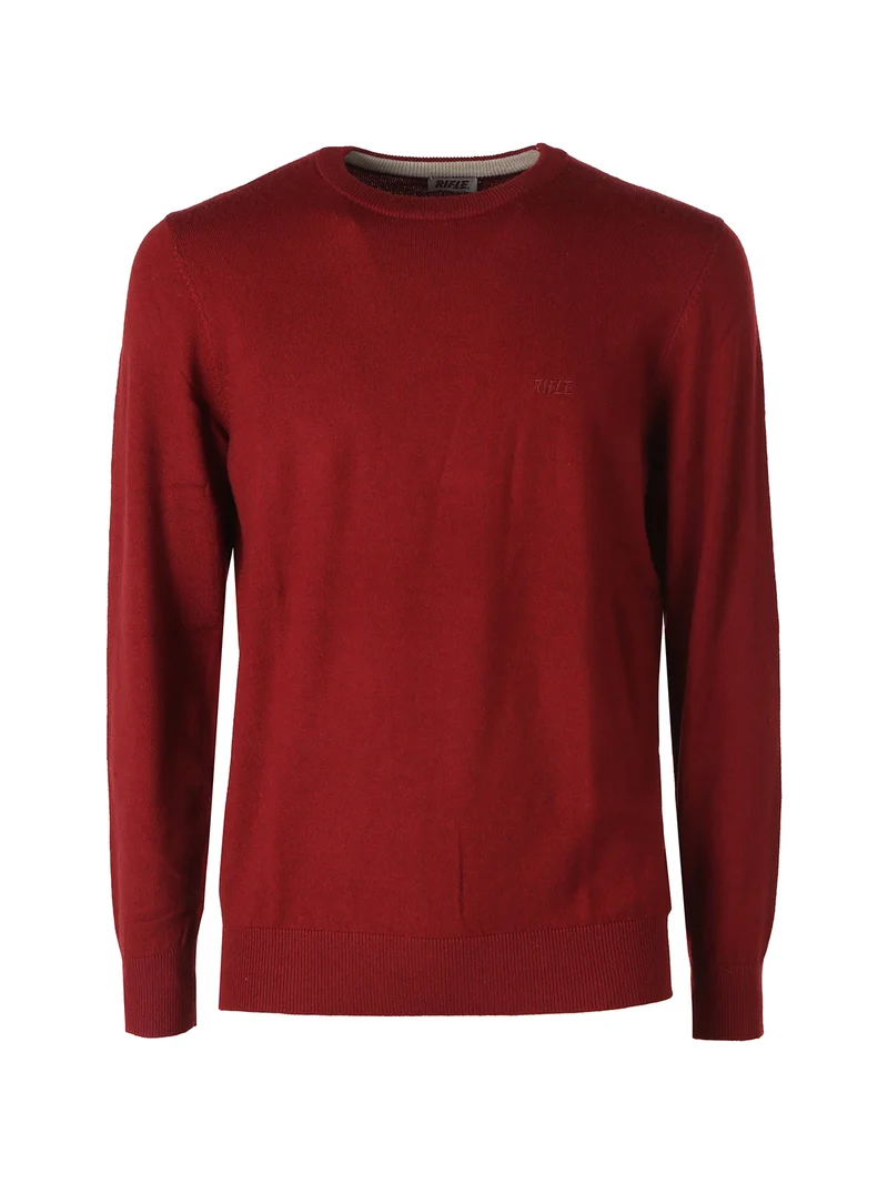 Maglione girocollo da uomo in misto lana tinta unita - rosso