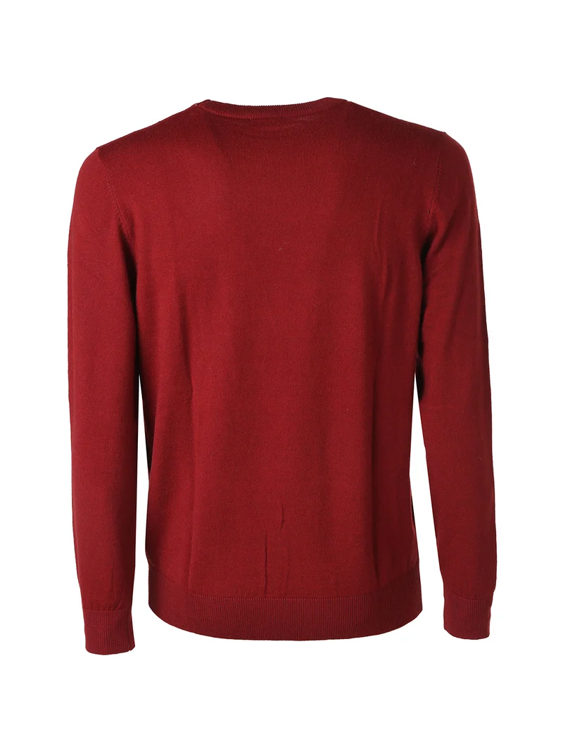 Maglione girocollo da uomo in misto lana tinta unita - rosso