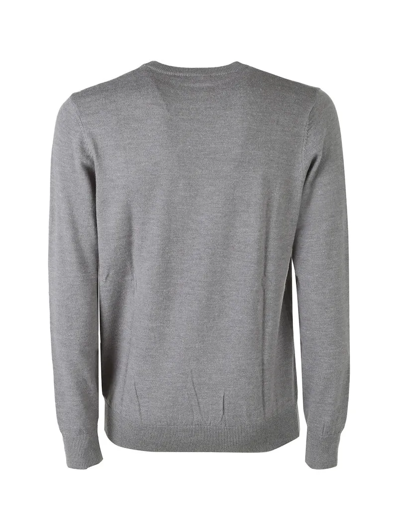 Maglione girocollo da uomo in misto lana tinta unita - grigio