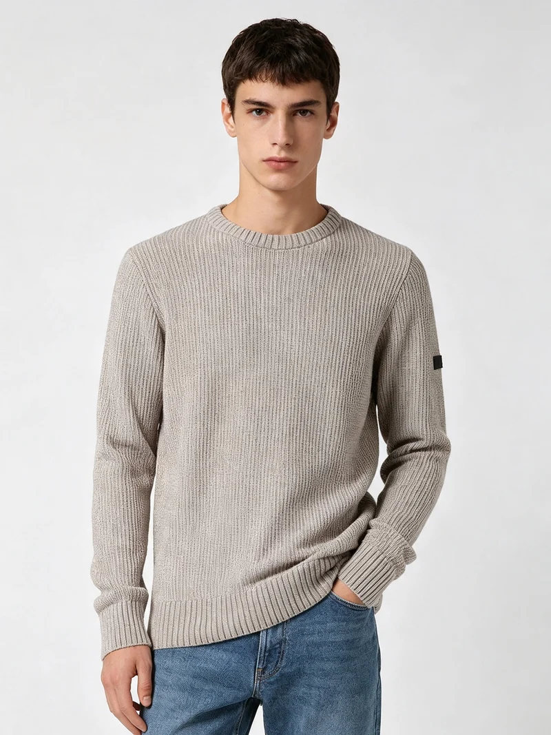 Maglione girocollo da uomo in ciniglia - fango