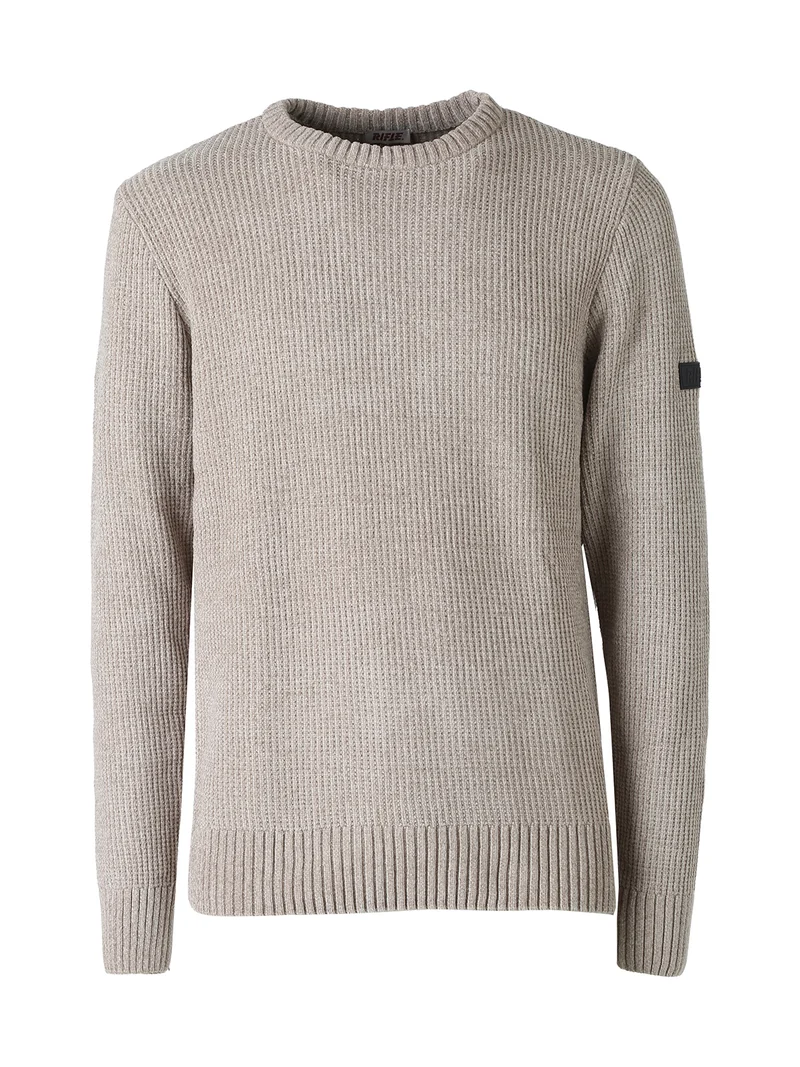 Maglione girocollo da uomo in ciniglia - fango