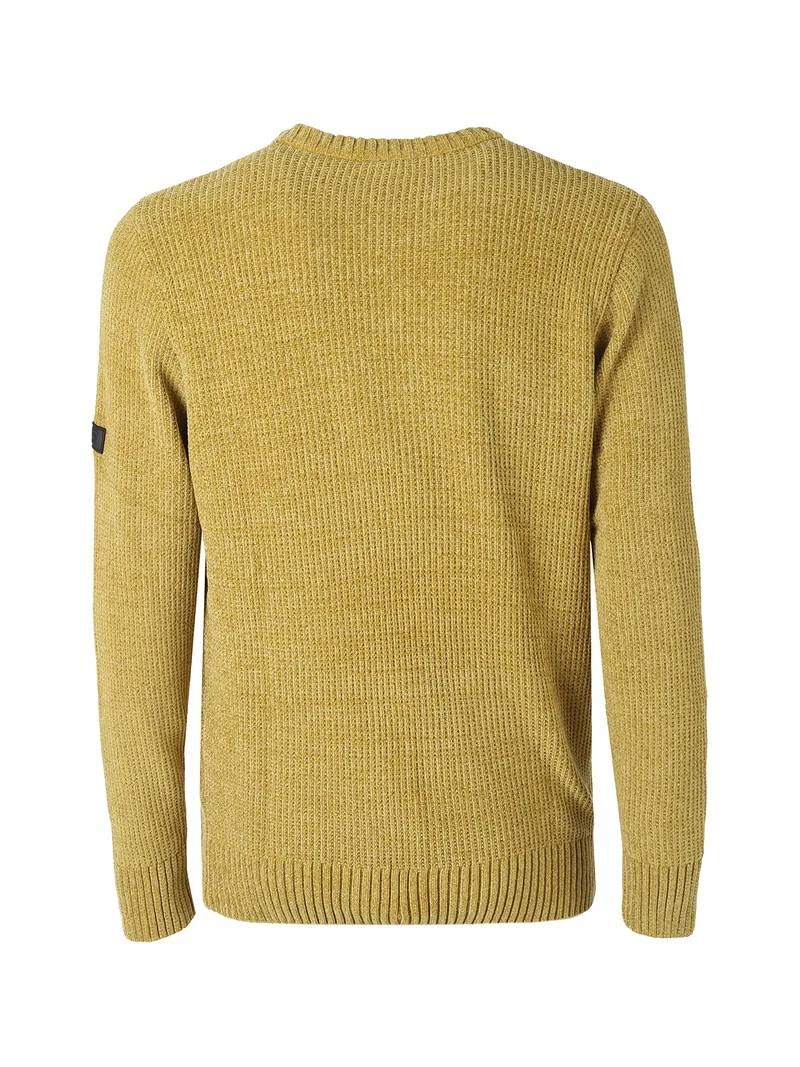 Maglione girocollo da uomo in ciniglia - senape