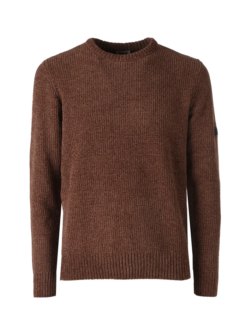 Maglione girocollo da uomo in ciniglia - moro