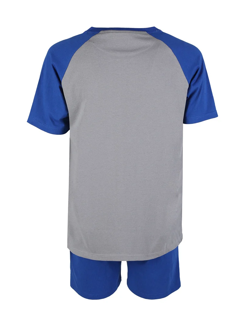 Pigiama corto da uomo in cotone a maniche corte - blu