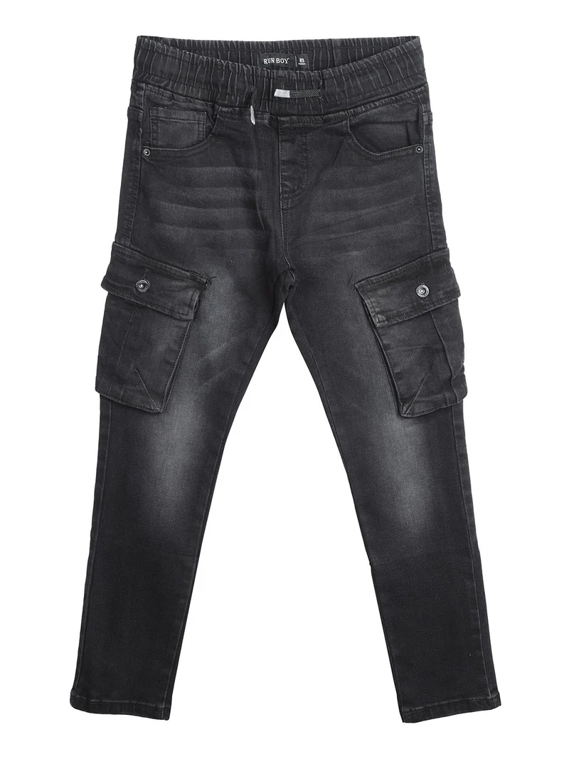 Jeans da ragazzo con tasconi laterali - nero