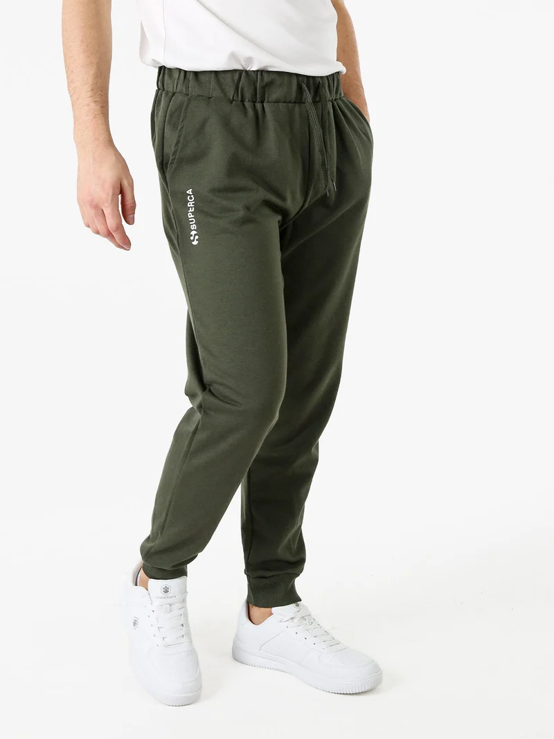 Pantaloni tuta da uomo in felpa con coulisse e polsini - militare