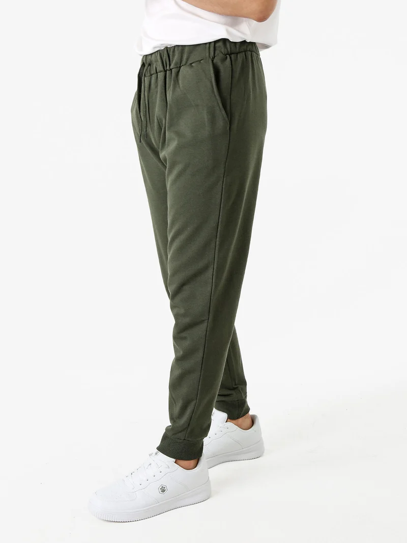 Pantaloni tuta da uomo in felpa con coulisse e polsini - militare