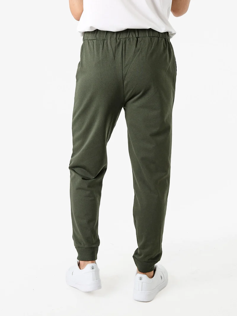 Pantaloni tuta da uomo in felpa con coulisse e polsini - militare