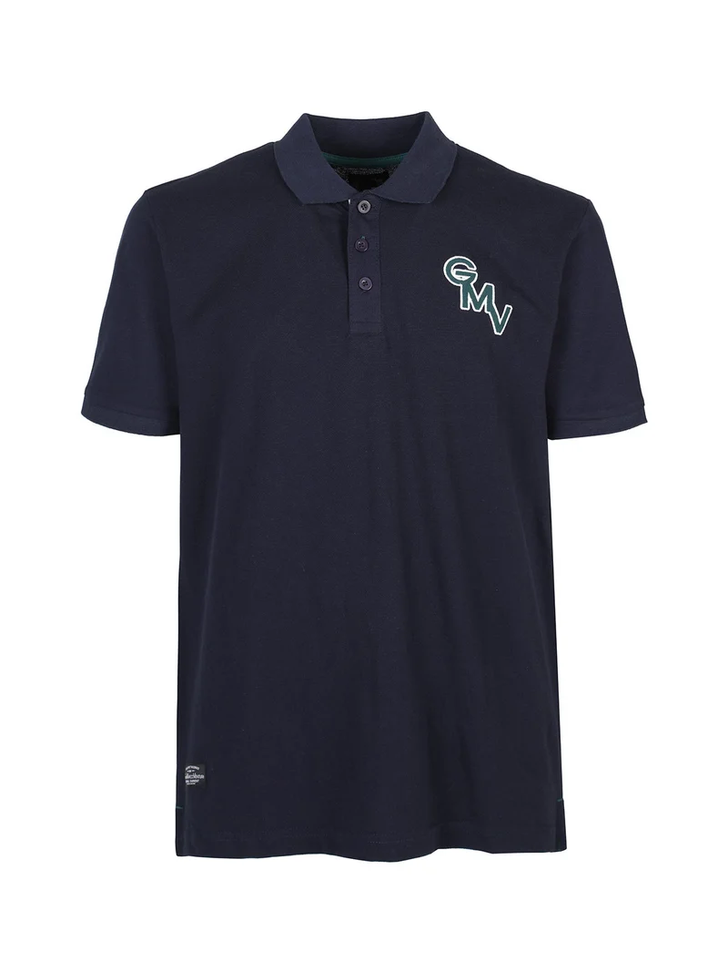 Polo da uomo in cotone a maniche corte - blu scuro