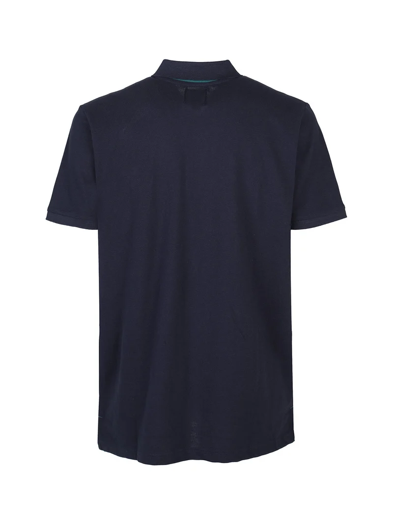 Polo da uomo in cotone a maniche corte - blu scuro