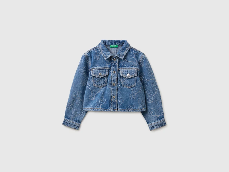 Jeansjacke mit Stickerei