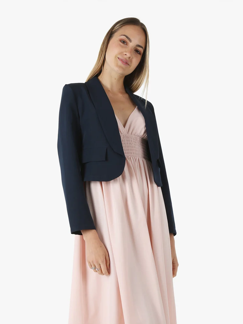 Giacca corta elegante senza chiusura - blu scuro