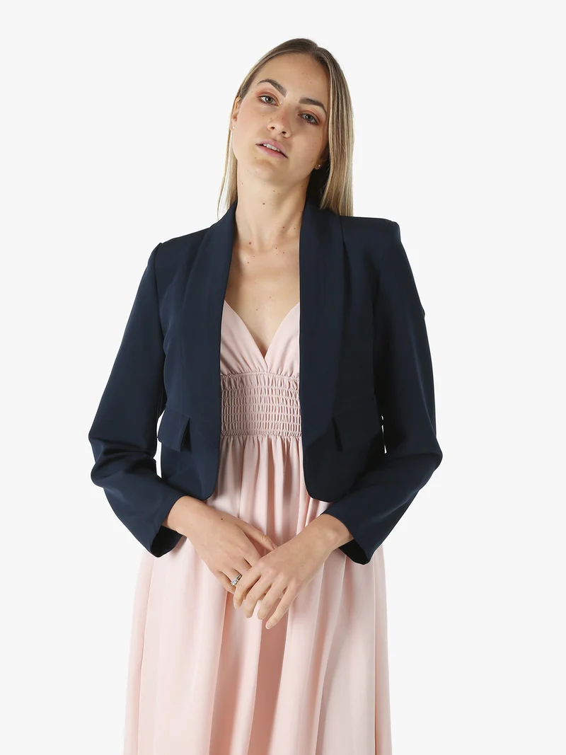 Giacca corta elegante senza chiusura - blu scuro