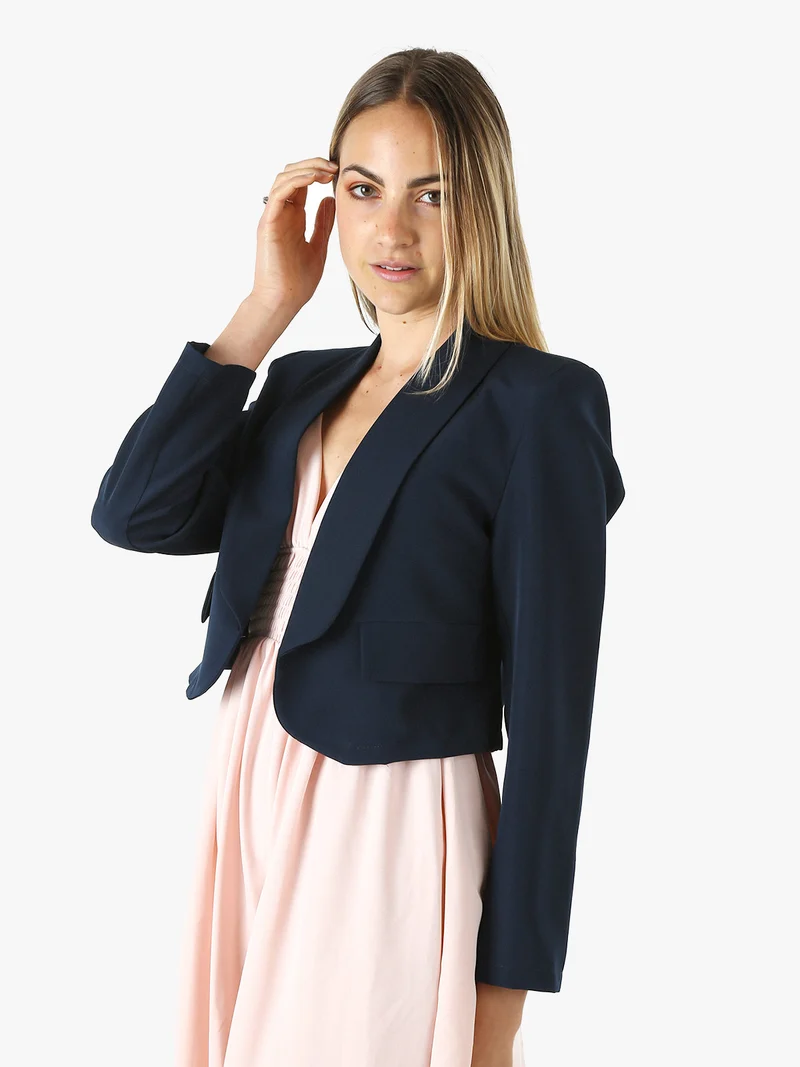 Giacca corta elegante senza chiusura - blu scuro