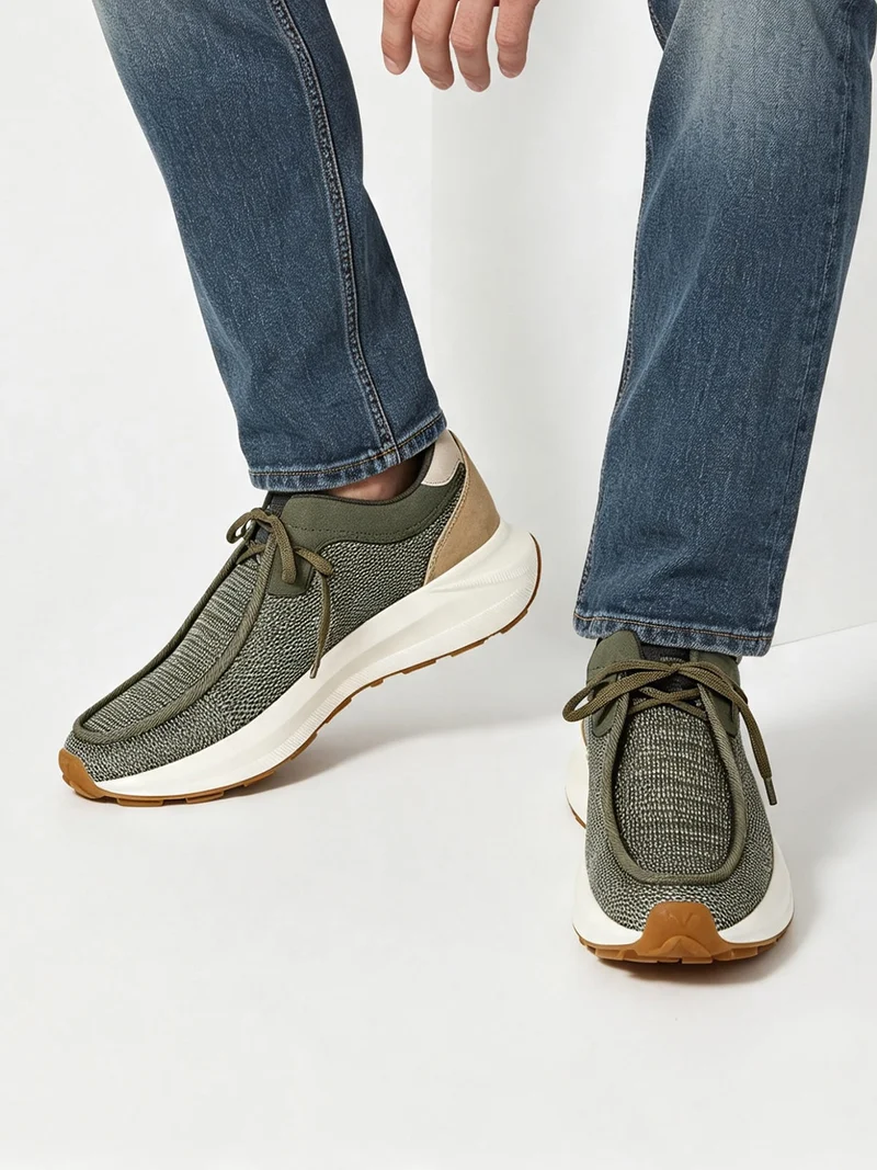 Mocassini sportivi da uomo in tessuto con laccio elastico - militare
