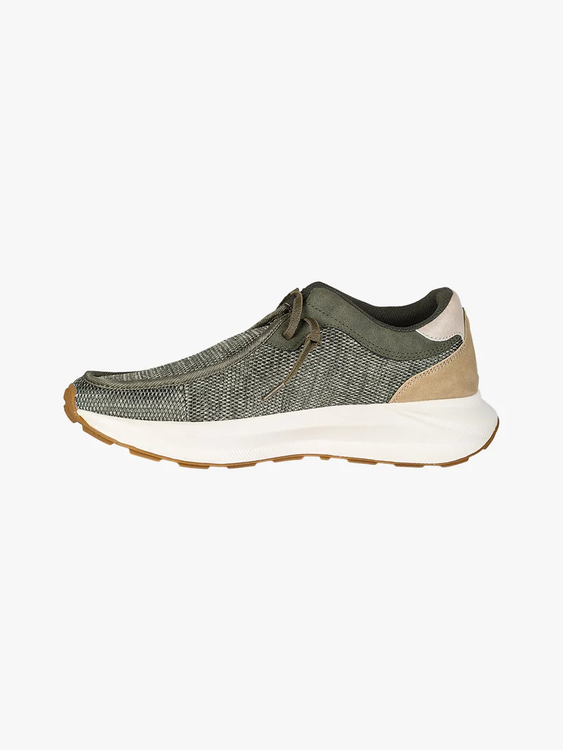 Mocassini sportivi da uomo in tessuto con laccio elastico - militare