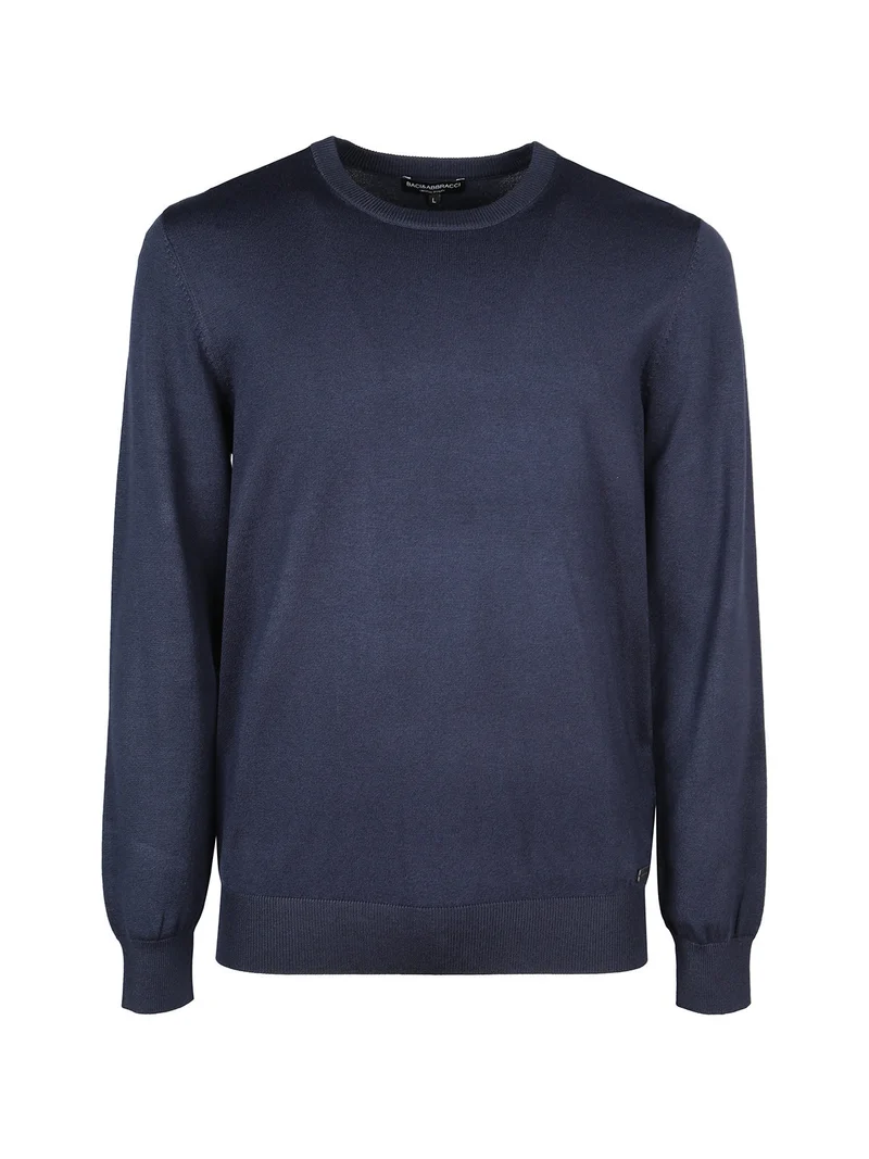 Pullover girocollo da uomo in maglia - blu