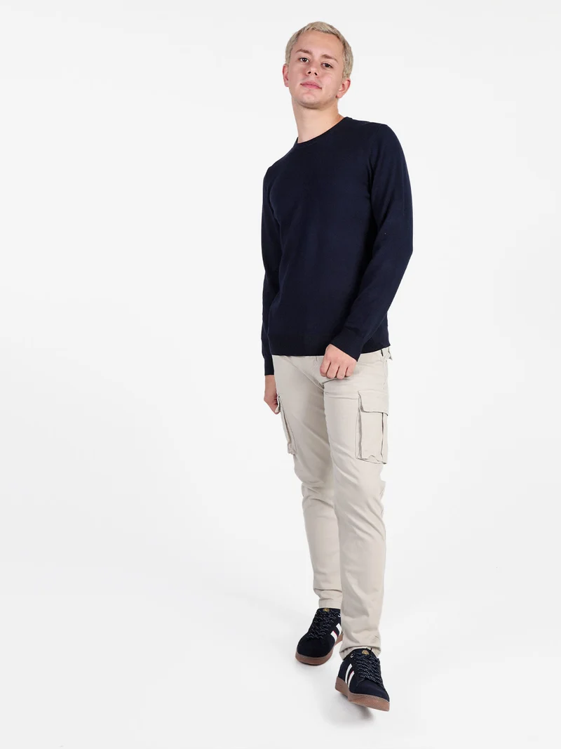 Pullover girocollo da uomo in maglia - blu
