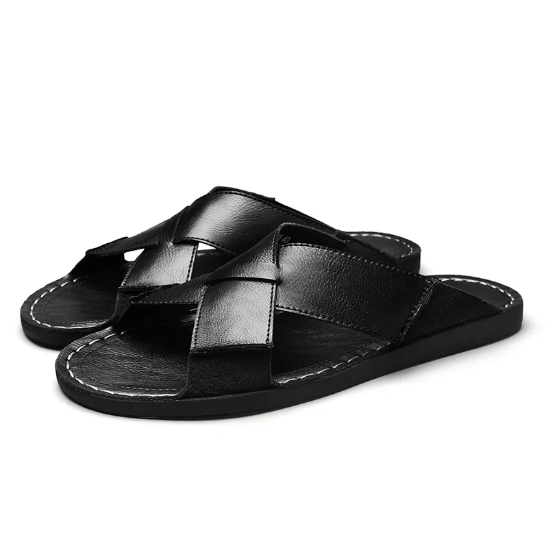 Retro Leather Men's Slippres