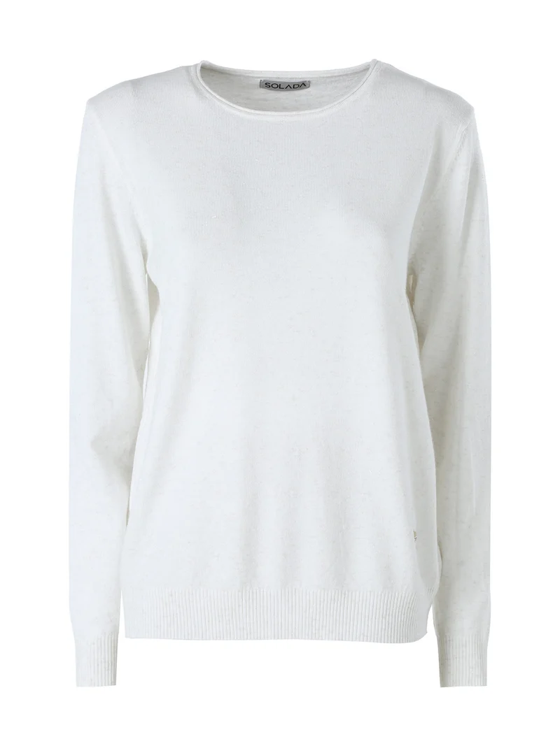 Pullover girocollo da donna in maglia con dettagli lurex - bianco