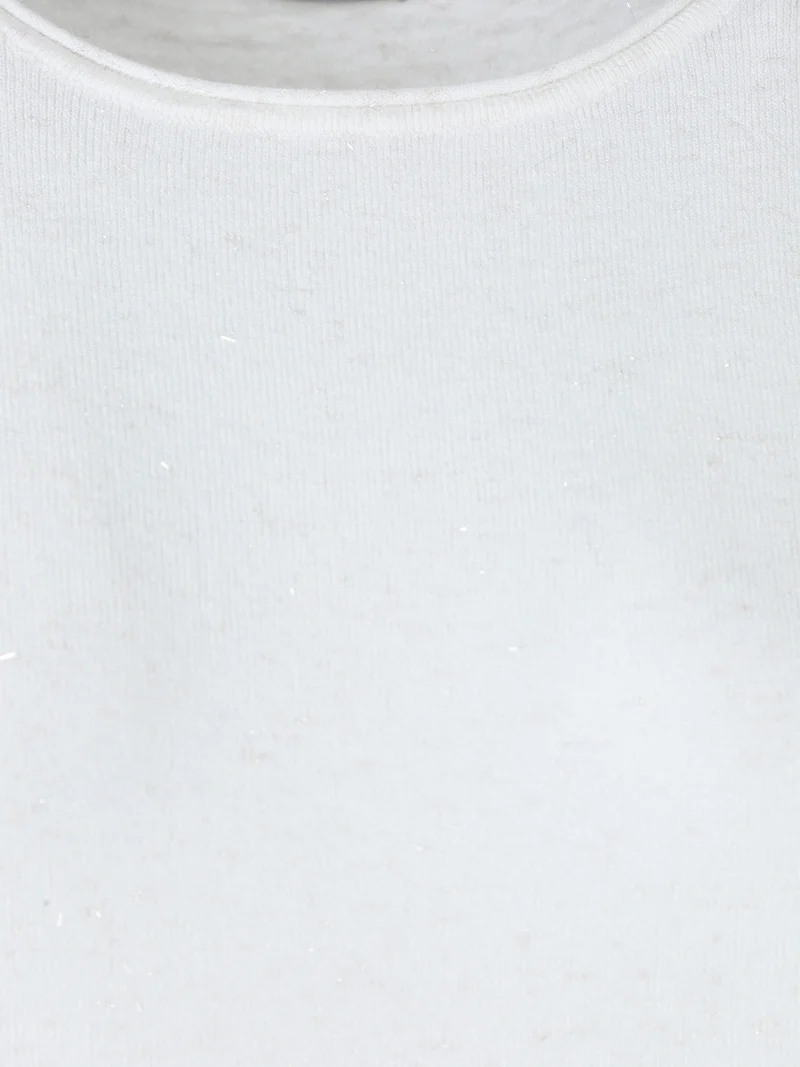 Pullover girocollo da donna in maglia con dettagli lurex - bianco