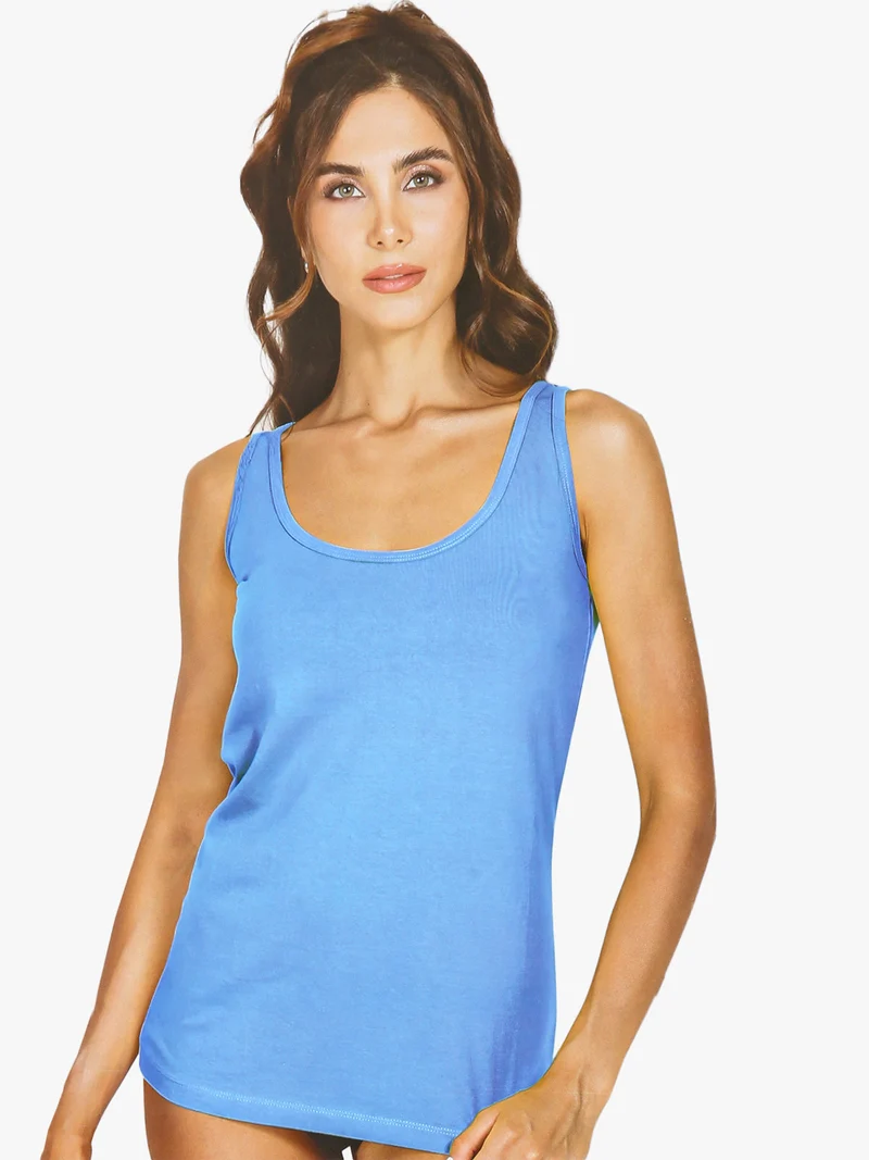 Canotta donna in cotone - blu