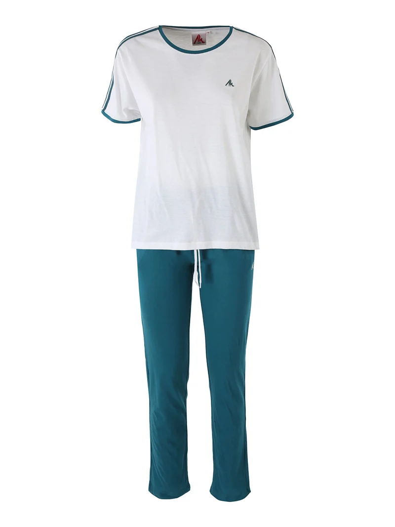 Completo sportivo da donna con t-shirt e pantaloni lunghi - bianco