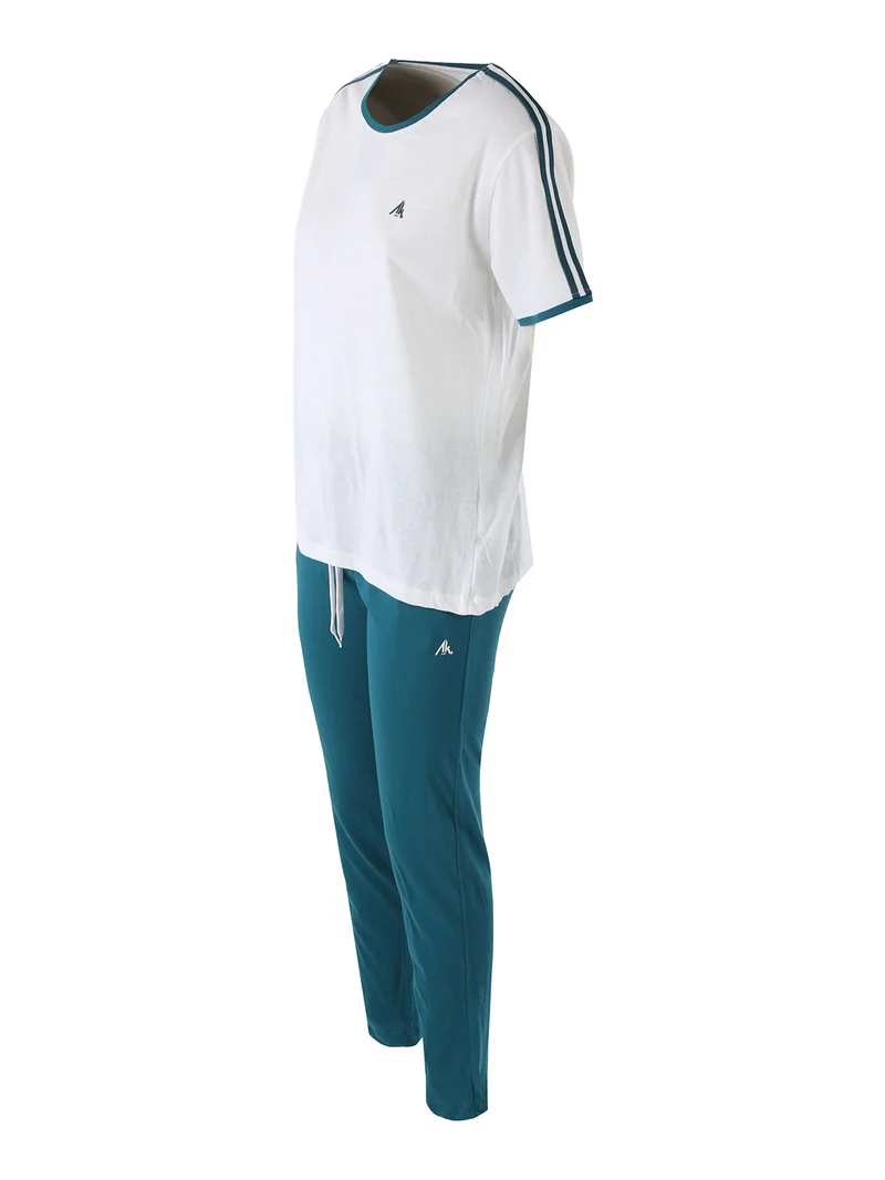Completo sportivo da donna con t-shirt e pantaloni lunghi - bianco
