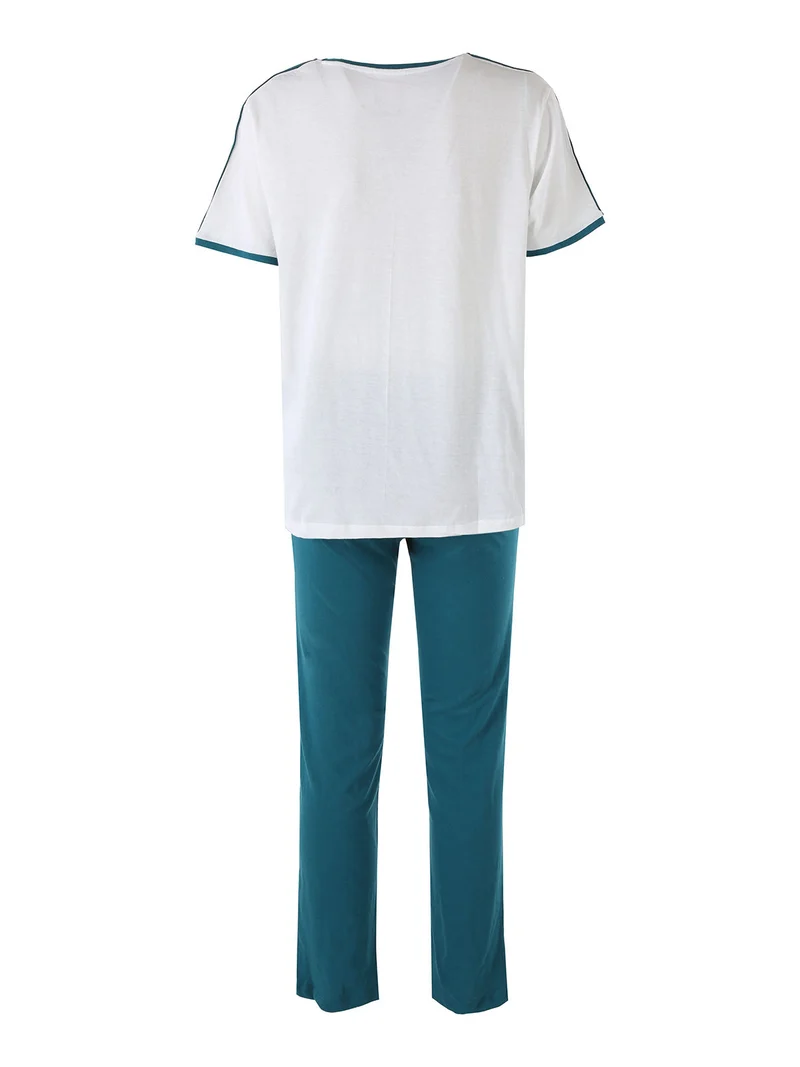 Completo sportivo da donna con t-shirt e pantaloni lunghi - bianco