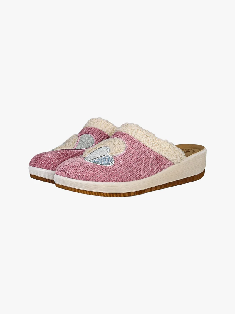 Pantofole donna invernali con zeppa - rosa