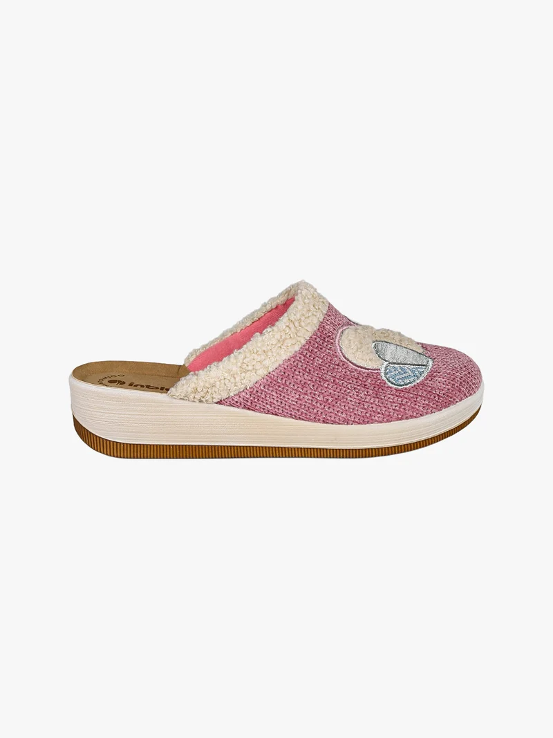 Pantofole donna invernali con zeppa - rosa
