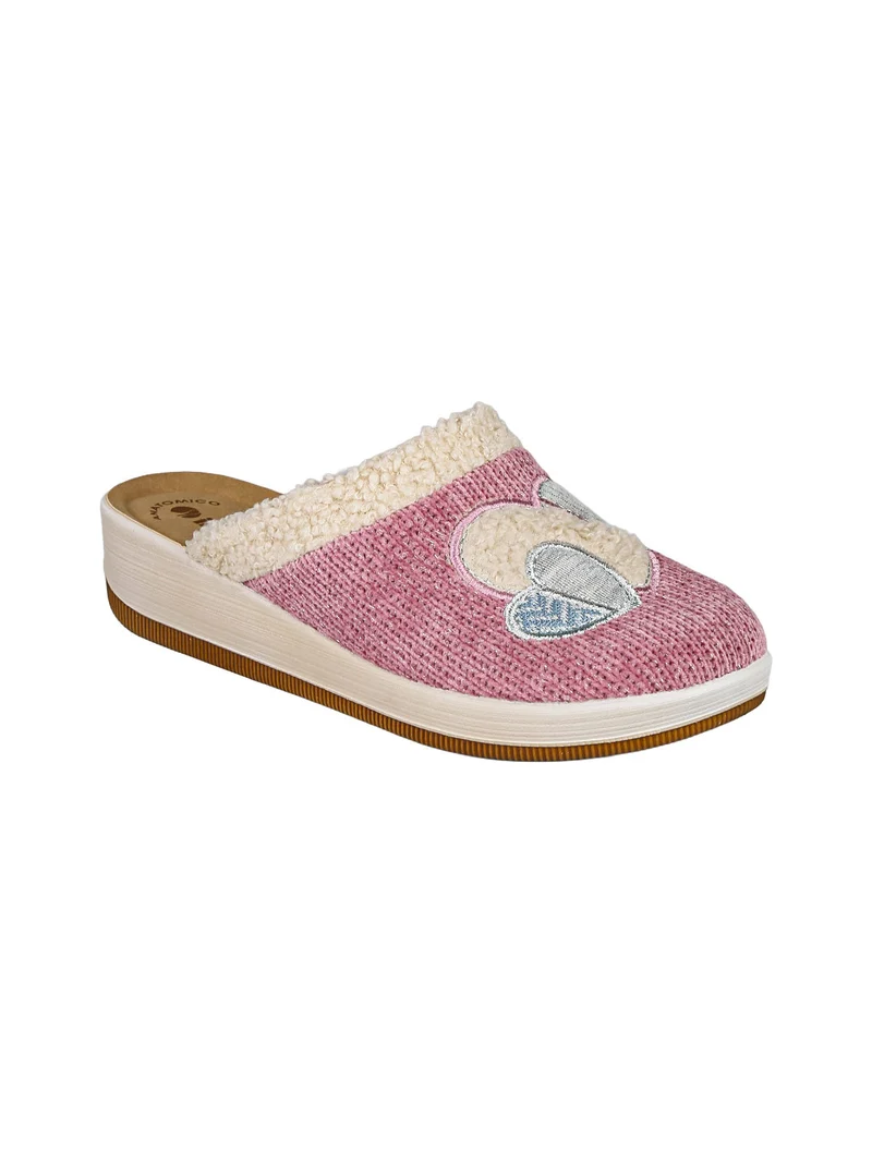 Pantofole donna invernali con zeppa - rosa