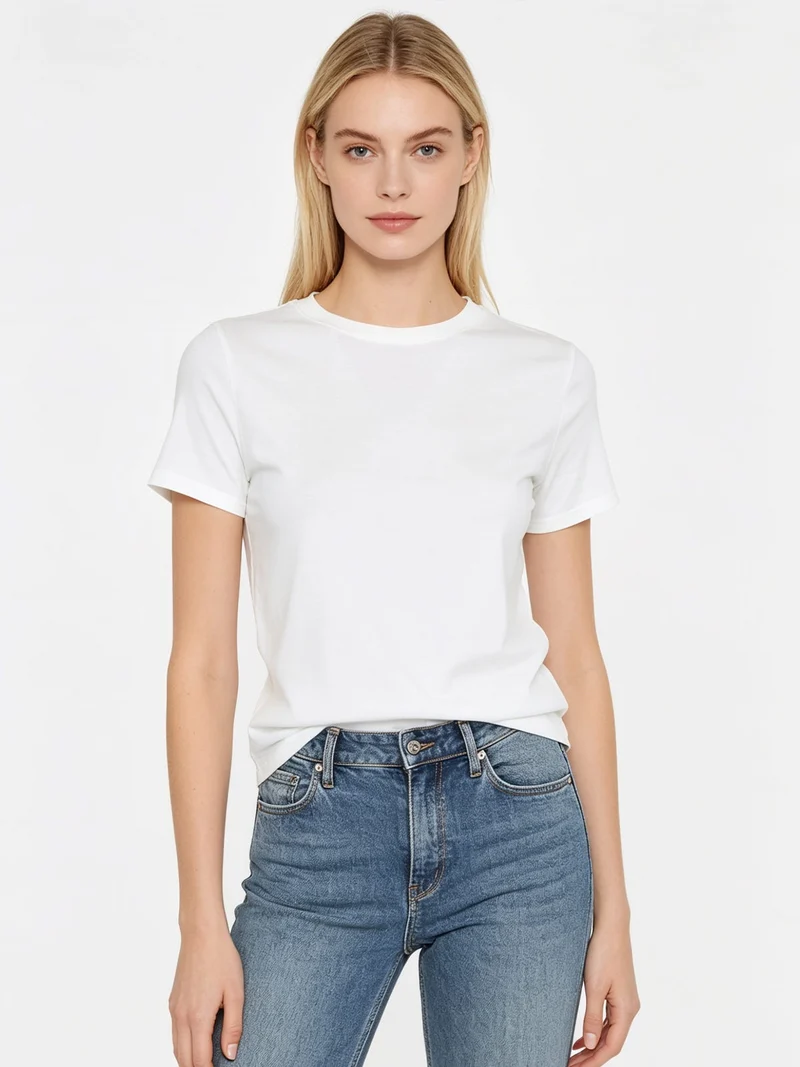 T-shirt girocollo da donna - bianco