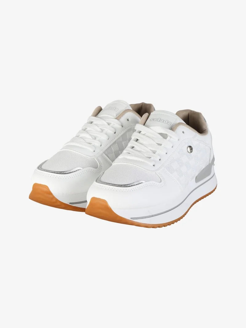 Sneakers donna sportive effetto brillantinato - bianco