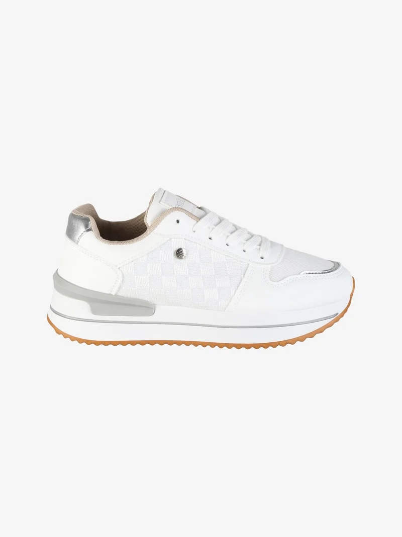 Sneakers donna sportive effetto brillantinato - bianco