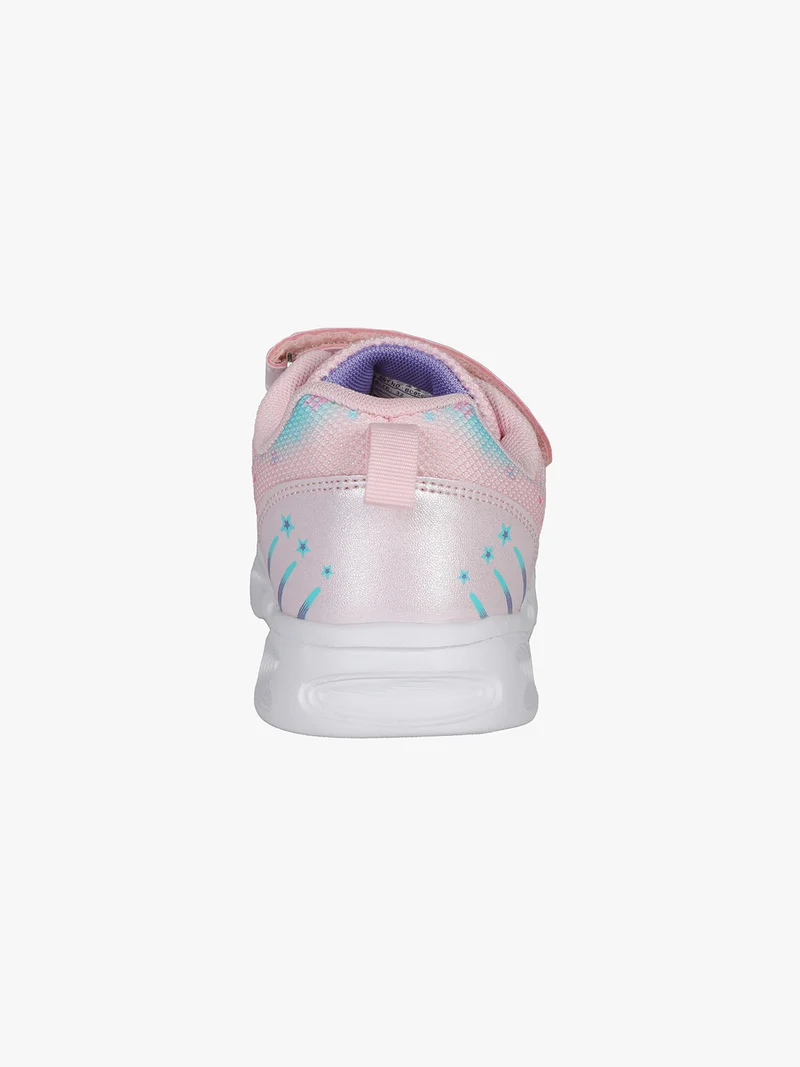 Sneakers da ragazza con chiusura a strappo e luci - rosa