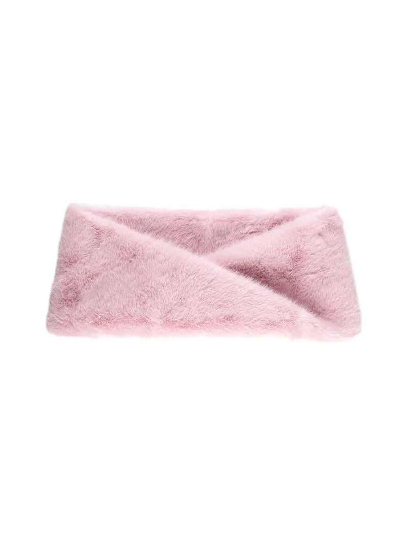 Sciarpa donna ad anello in pelliccia sintetica - rosa