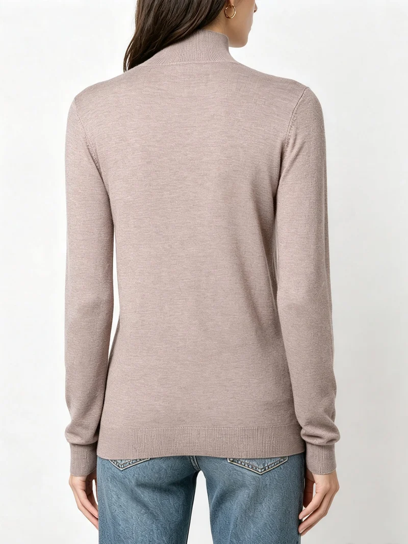 Pullover donna in maglia a lupetto - sabbia