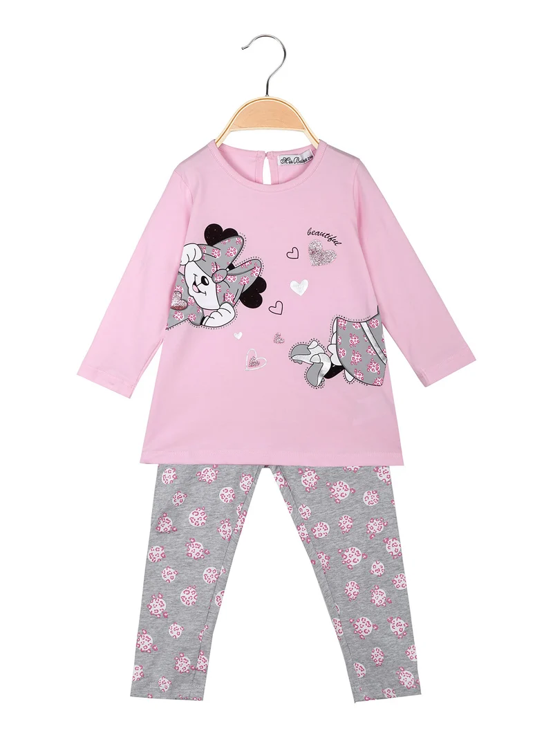 Completo da neonata 2 pezzi con dettagli strass - rosa