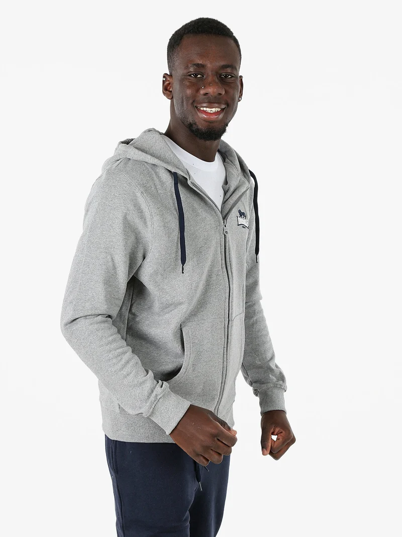 Felpa sportiva da uomo con cappuccio e zip - grigio
