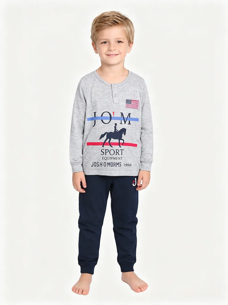Pigiama lungo da bambino in cotone - grigio