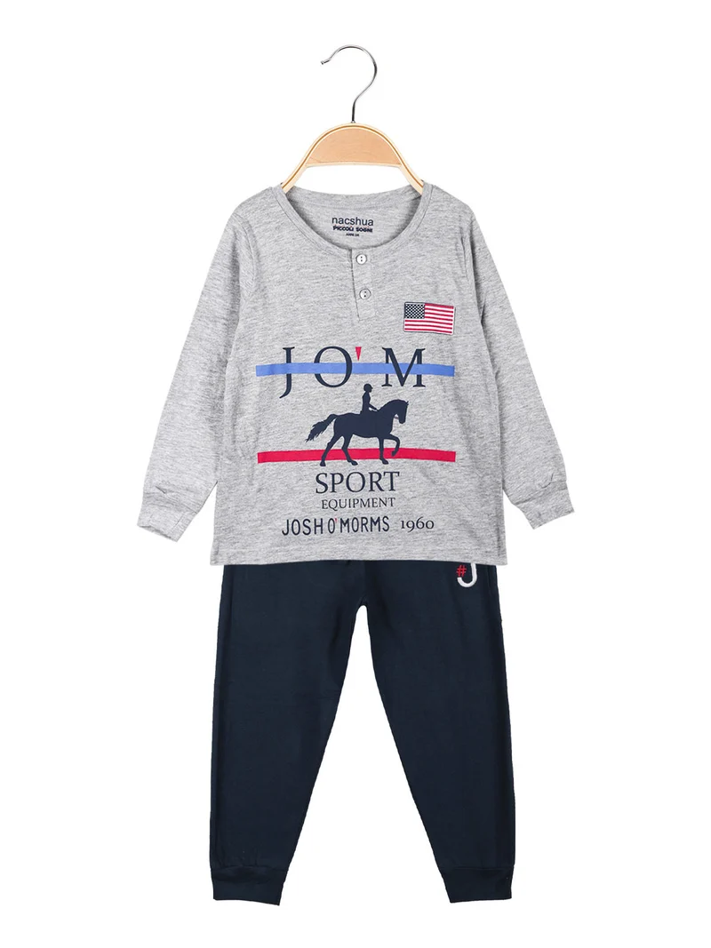 Pigiama lungo da bambino in cotone - grigio